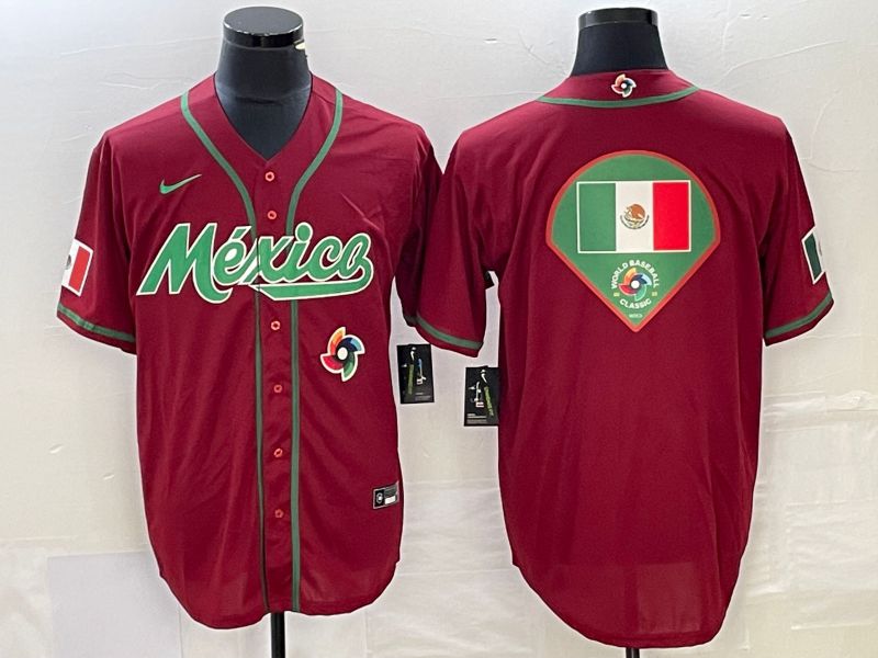 Men 2023 World Cub Mexico Blank Red Nike MLB Jersey9
